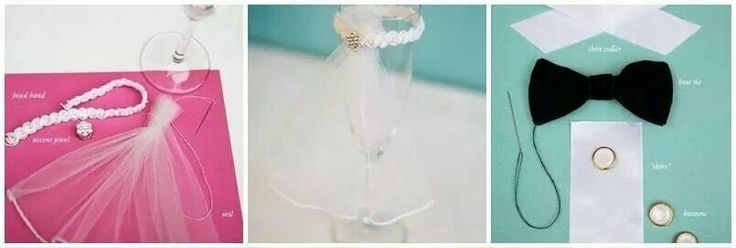 decorar copas para boda con vestido y traje