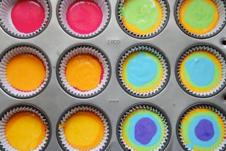 hacer cupcakes de colores